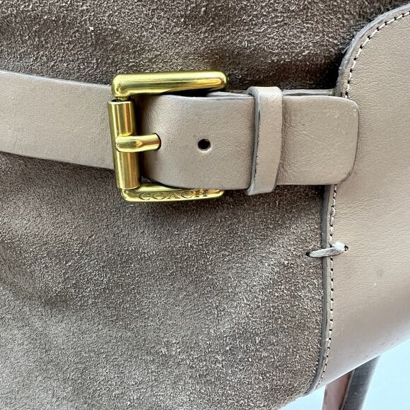 Coach Mason Booties Leather Suede Gray Taupe - Picture 4 of 10